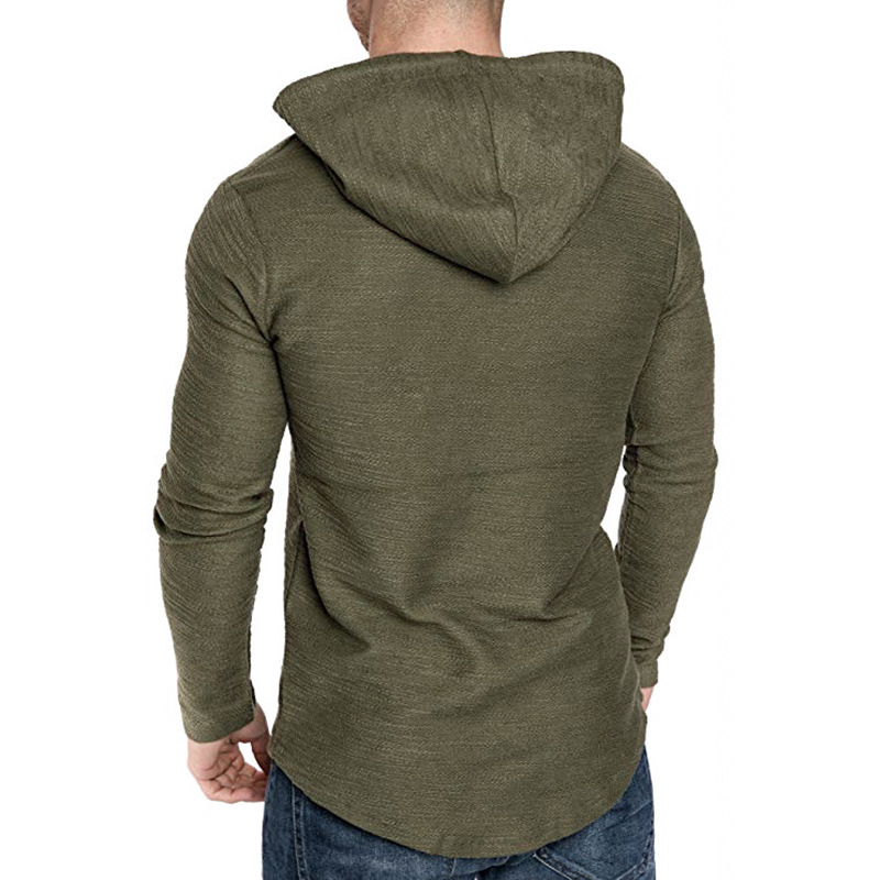 Men's Textured Solid Color High Quality Pullover Hoodies Soft Breathable