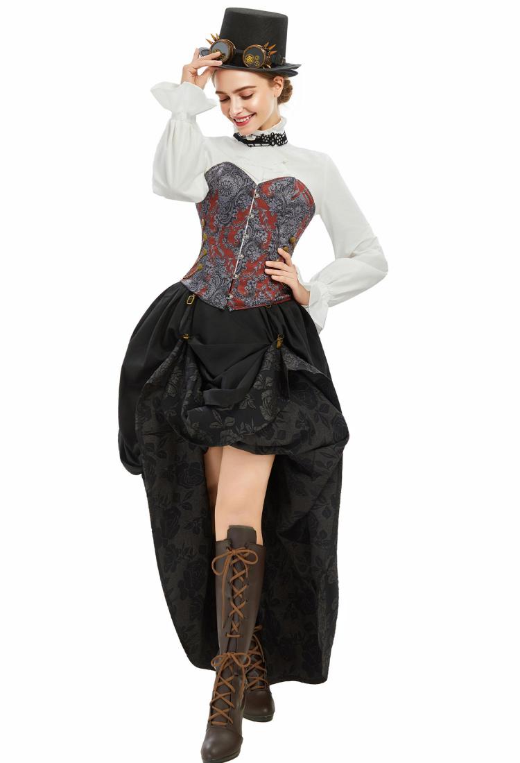 Medieval Steampunk Outfit Vintage Victorian Blouse Skirt with Corset and  Tie – daizbella, image size:750x1100