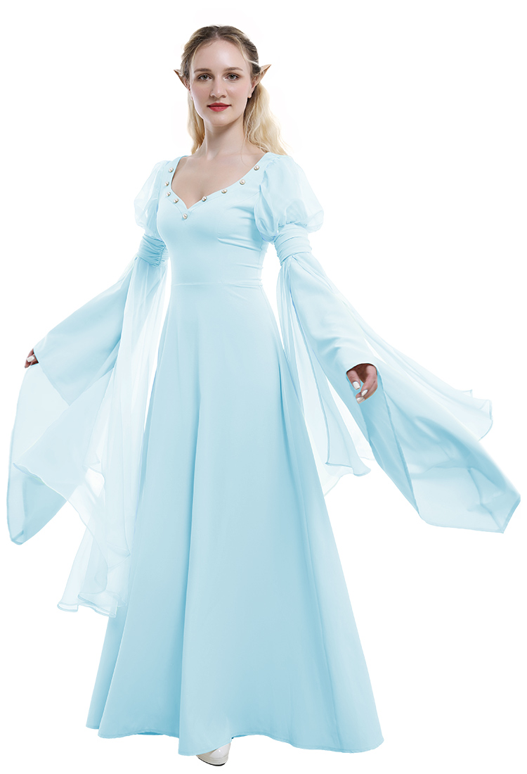 Medieval Renaissance Costume Fairy Elf Wide-sleeved Dress Cosplay Costume