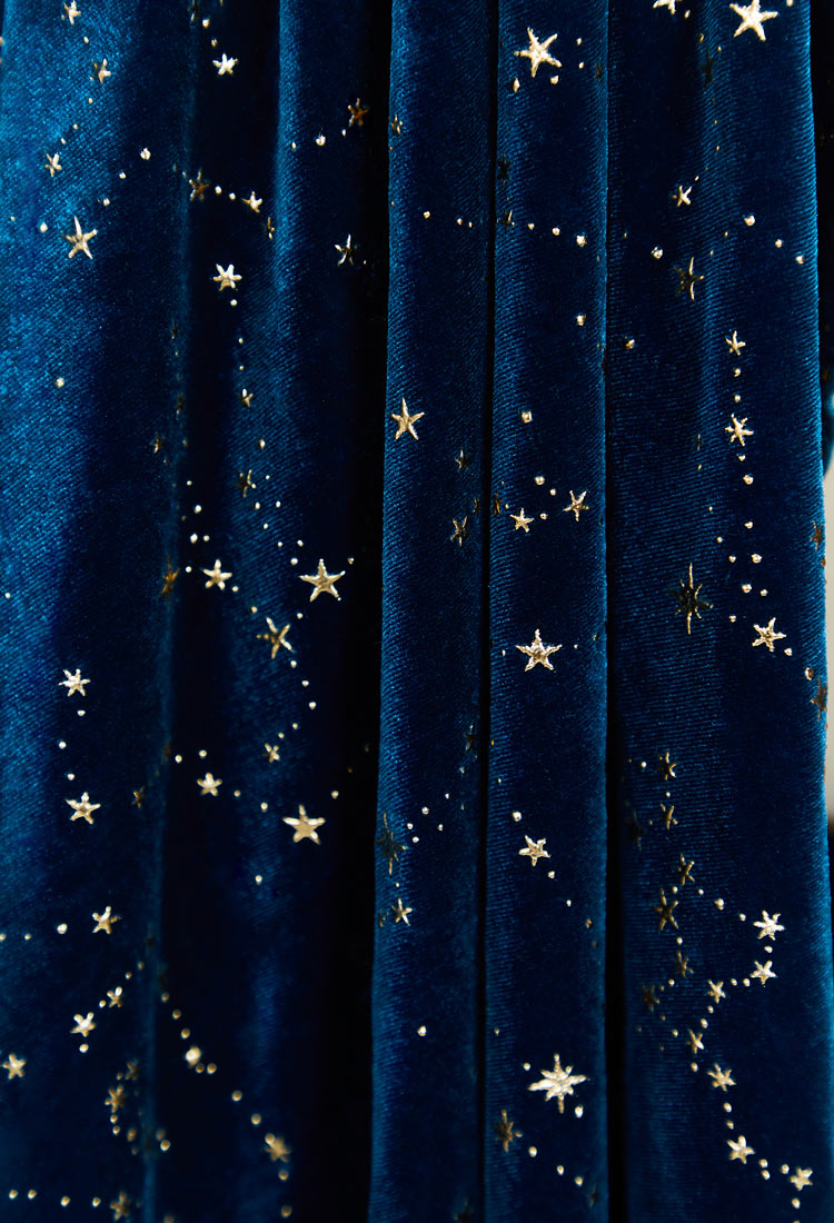 Medieval Renaissance Elf Style Blue Velvet Dress with Sleeves