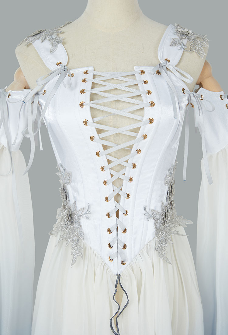 Medieval Renaissance Costume Elf Style Green Dress with Sleeves Cosplay Costume