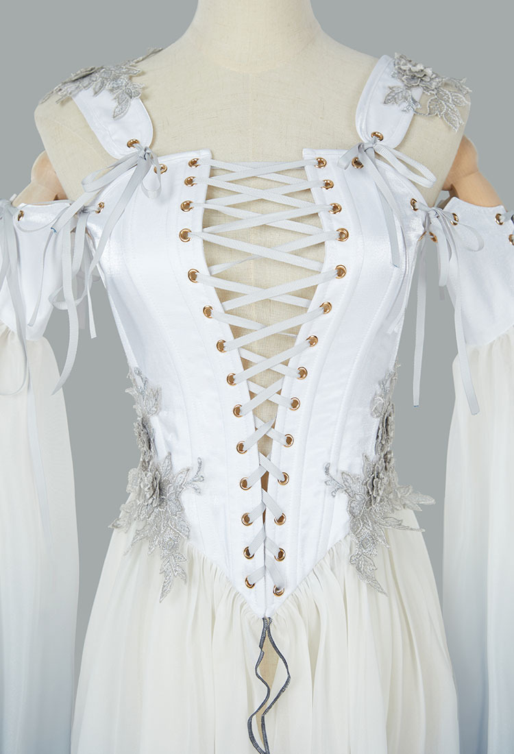 Medieval Renaissance Costume Elf Style Green Dress with Sleeves Cosplay Costume