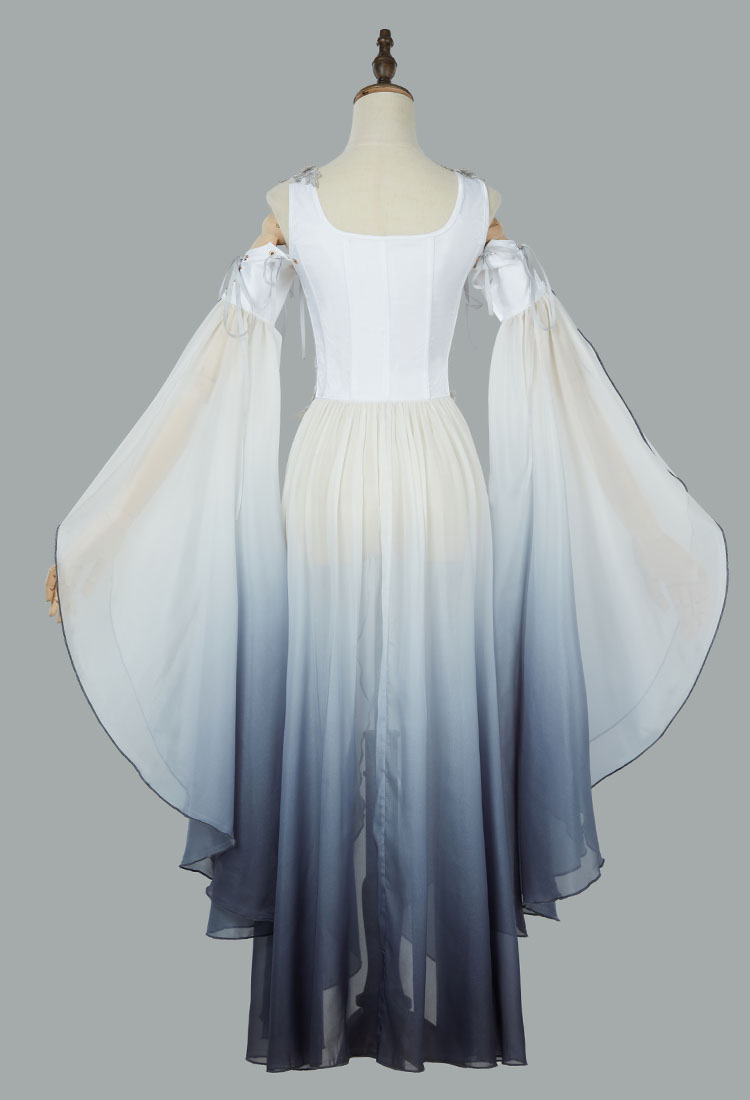 Medieval Renaissance Costume Elf Style Green Dress with Sleeves Cosplay Costume