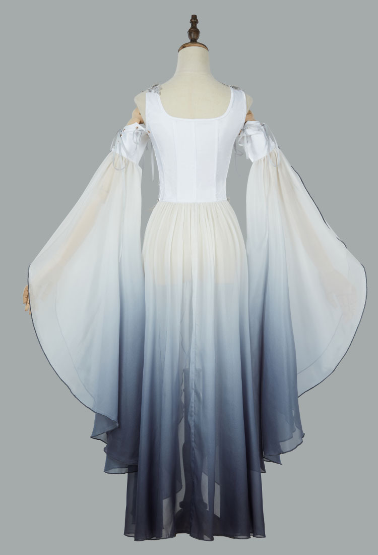 Medieval Renaissance Costume Elf Style Green Dress with Sleeves Cosplay Costume