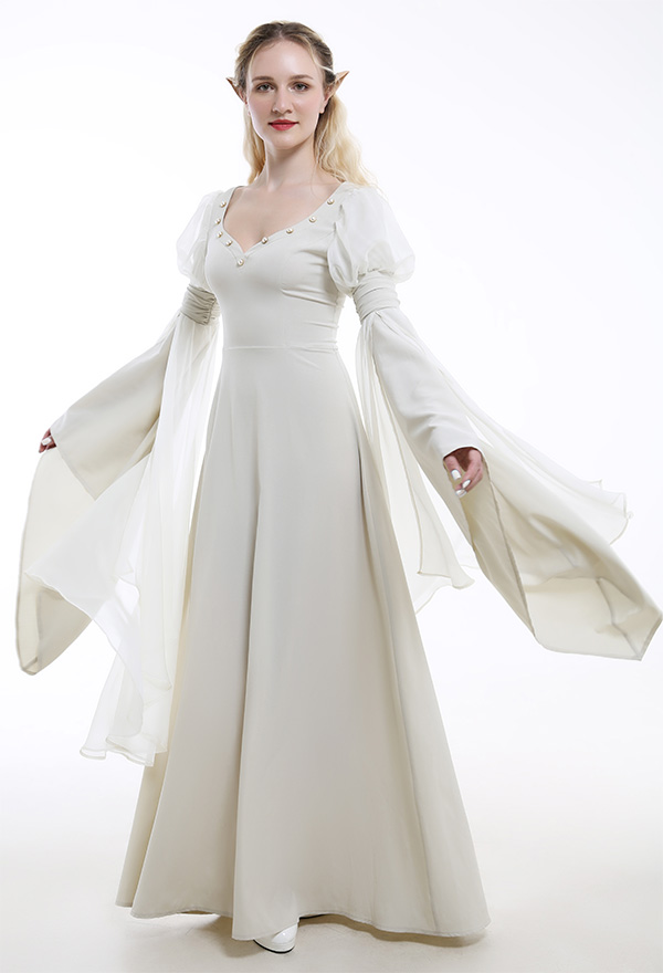Medieval Renaissance Costume Fairy Elf Wide-sleeved Dress Cosplay Costume