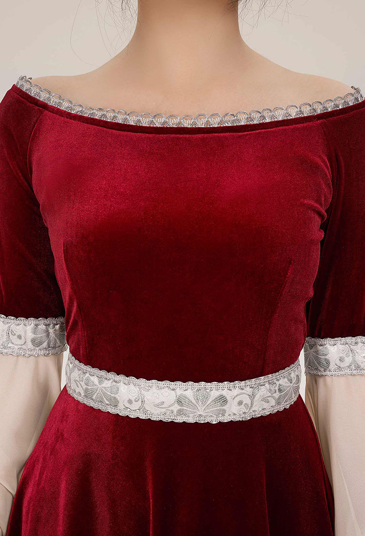 Medieval Fantasy Dress Grey Retro Costume Forest Fairy Elf Velvet Gown