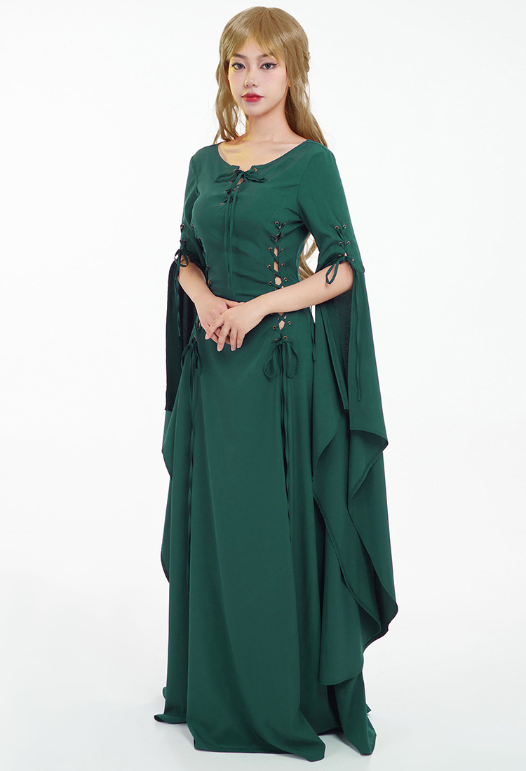 Medieval Renaissance Vintage Wedding Dress with Long Trailing Sleeves