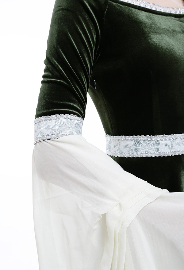 Medieval Fantasy Dress Retro Costume Forest Fairy Elf Velvet Gown