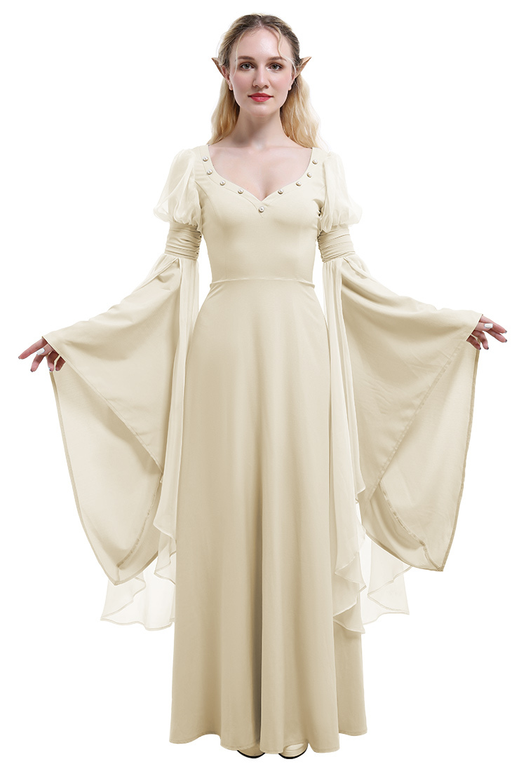 Medieval Renaissance Costume Fairy Elf Wide-sleeved Dress Cosplay Costume