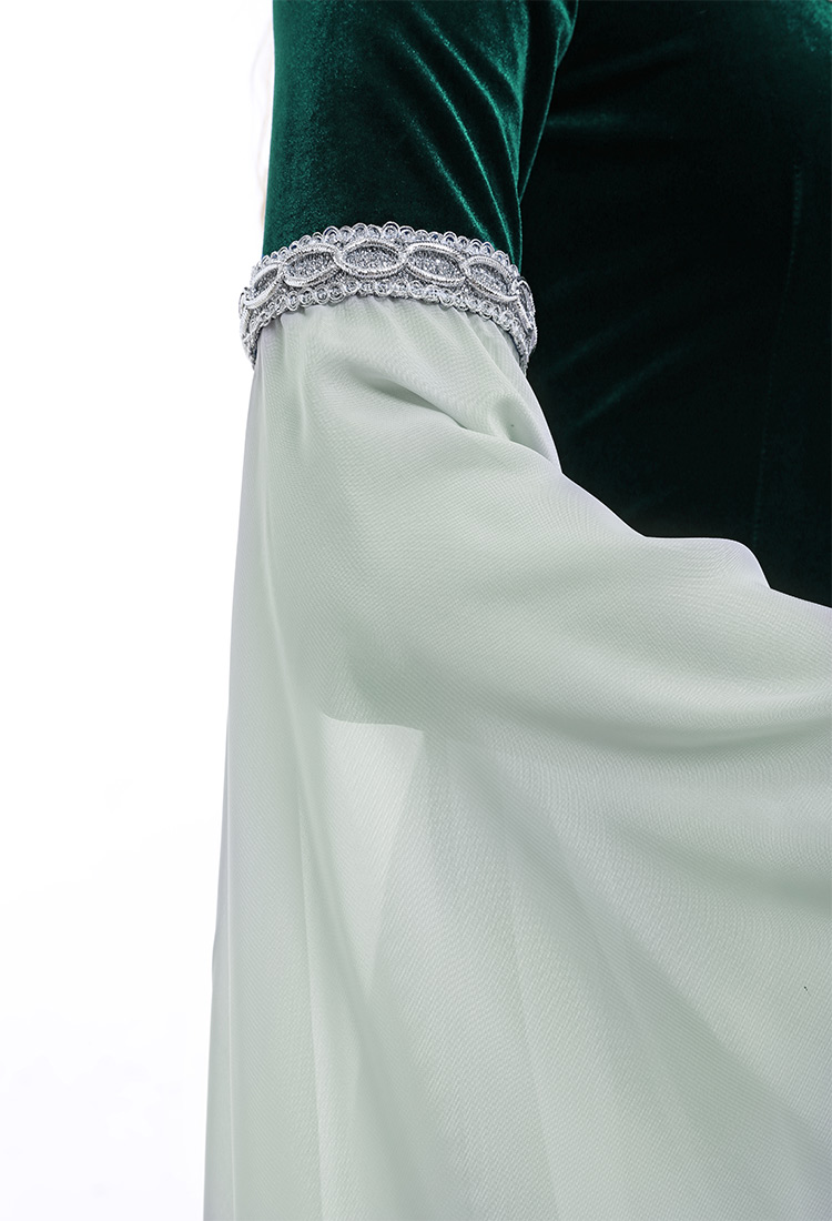 Renaissance Medieval Dress Handmade Vintage Forest Fairy Elf Velvet Back Lace-up Wine Red Evening Dress Cosplay Costume