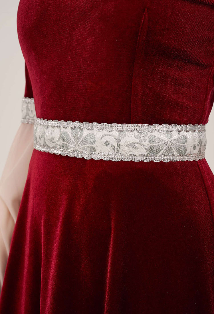 Medieval Fantasy Dress Grey Retro Costume Forest Fairy Elf Velvet Gown