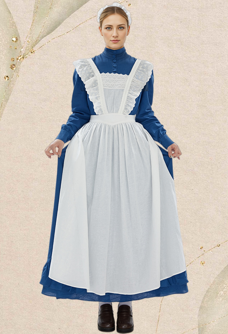 Medieval Renaissance Cosplay Accessory Victorian Apron and Ruffle Head Accessory