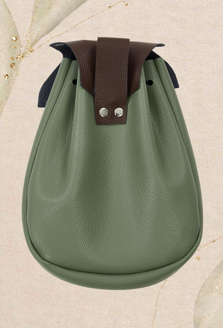 Medieval Drawstring Leaf Flap Belt Pouch Renaissance Vintage Waist Bag Coin Purse 