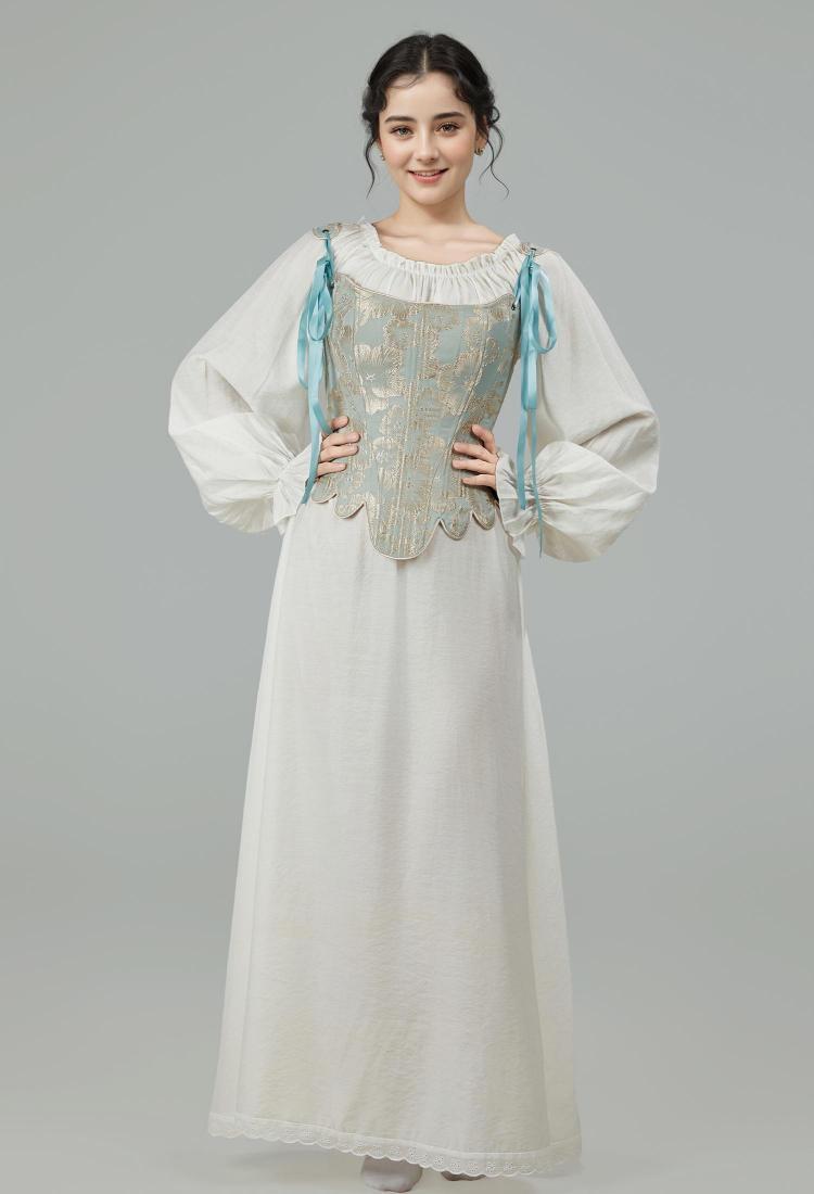 Medieval Renaissance Floral Pattern Corset Top 17th Century Lace-Up Overbust Boned Bustier