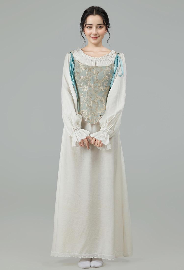 Medieval Renaissance Floral Pattern Corset Top 17th Century Lace-Up Overbust Boned Bustier