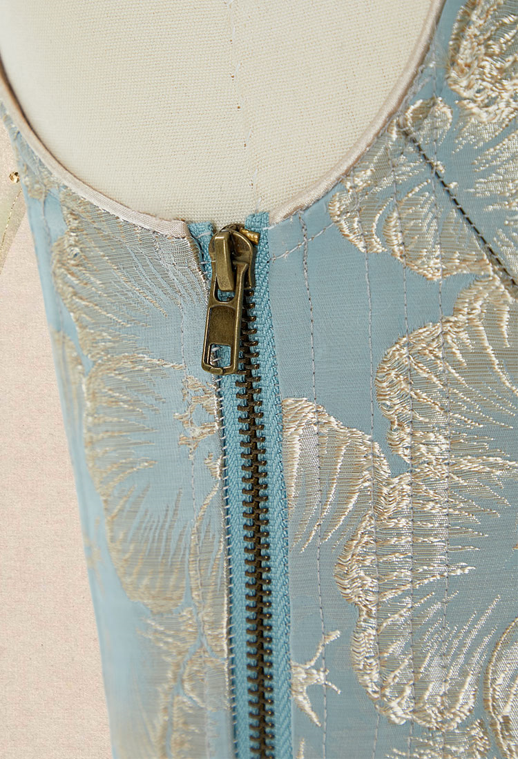 Medieval Renaissance Floral Pattern Corset Top 17th Century Lace-Up Overbust Boned Bustier