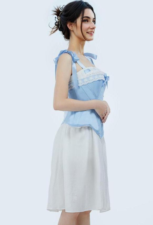 Medieval Renaissance Underdress Retro 19th Century Blue Straps Chemise Dress