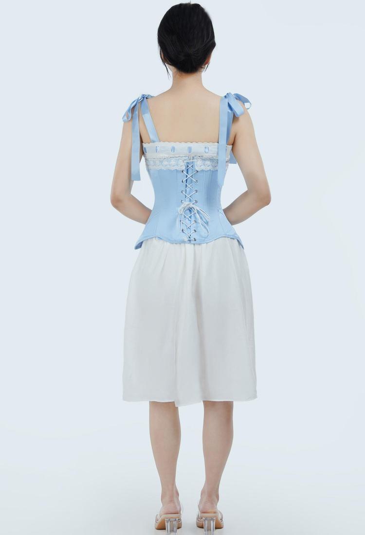Medieval Renaissance Underdress Retro 19th Century Blue Straps Chemise Dress