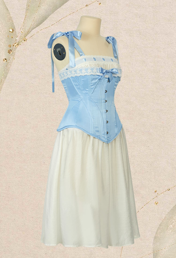 Medieval Renaissance Underdress Retro 19th Century Blue Straps Chemise Dress