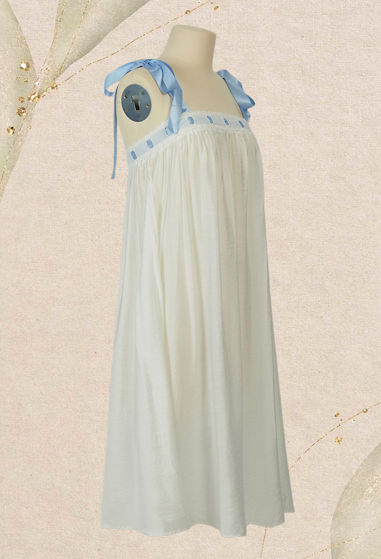 Medieval Renaissance Underdress Retro 19th Century Blue Straps Chemise Dress