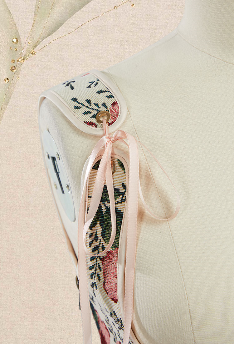 Medieval Renaissance Style Corset Cute Floral Pattern Boned Supportive Bust