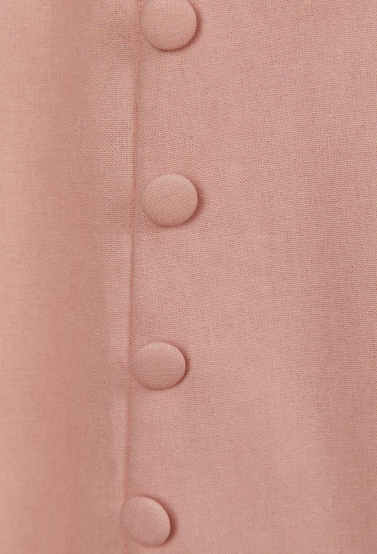 Women Medieval Court Style Skirt Pink Button Ruffles Long Skirt