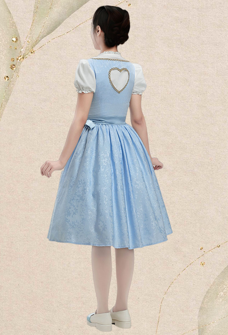 Oktoberfest Dirndl Dress German Square Neck Bavarian Costume Top and Dress with Apron Set