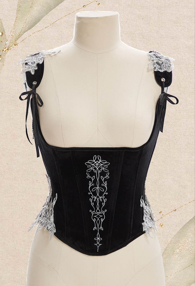 Medieval Retro Elf Style Girdle Renaissance Embroidered Tight Corset