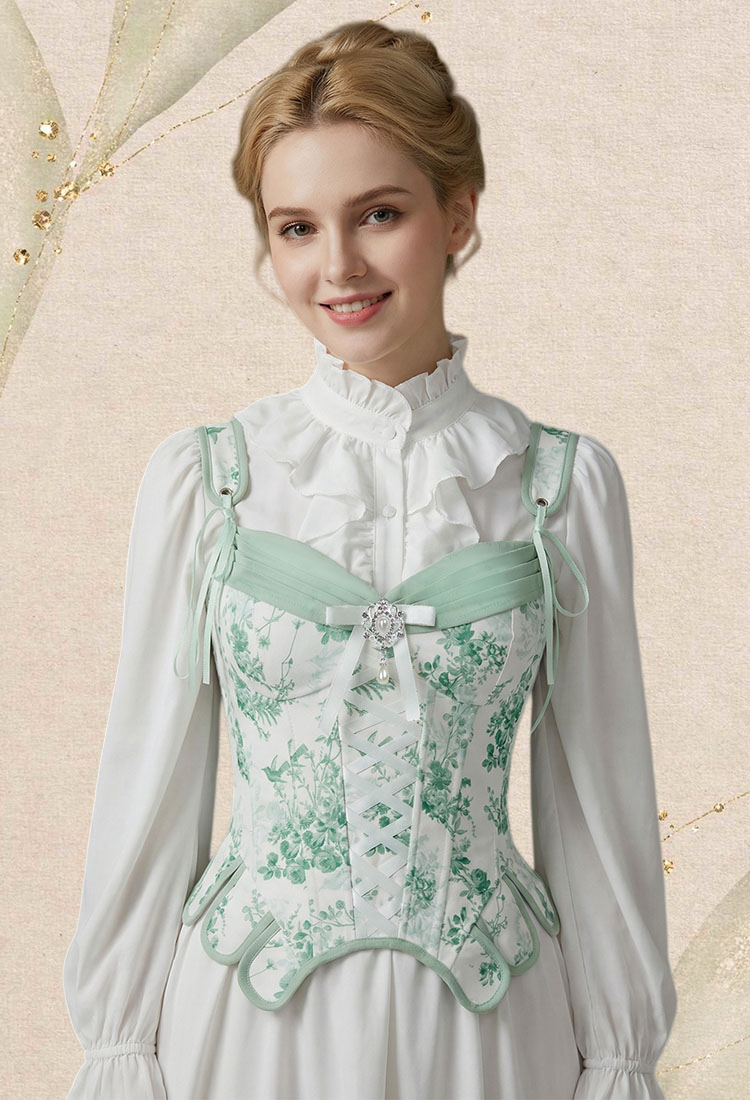 Medieval Retro Floral Pattern Bodice Renaissance Corset