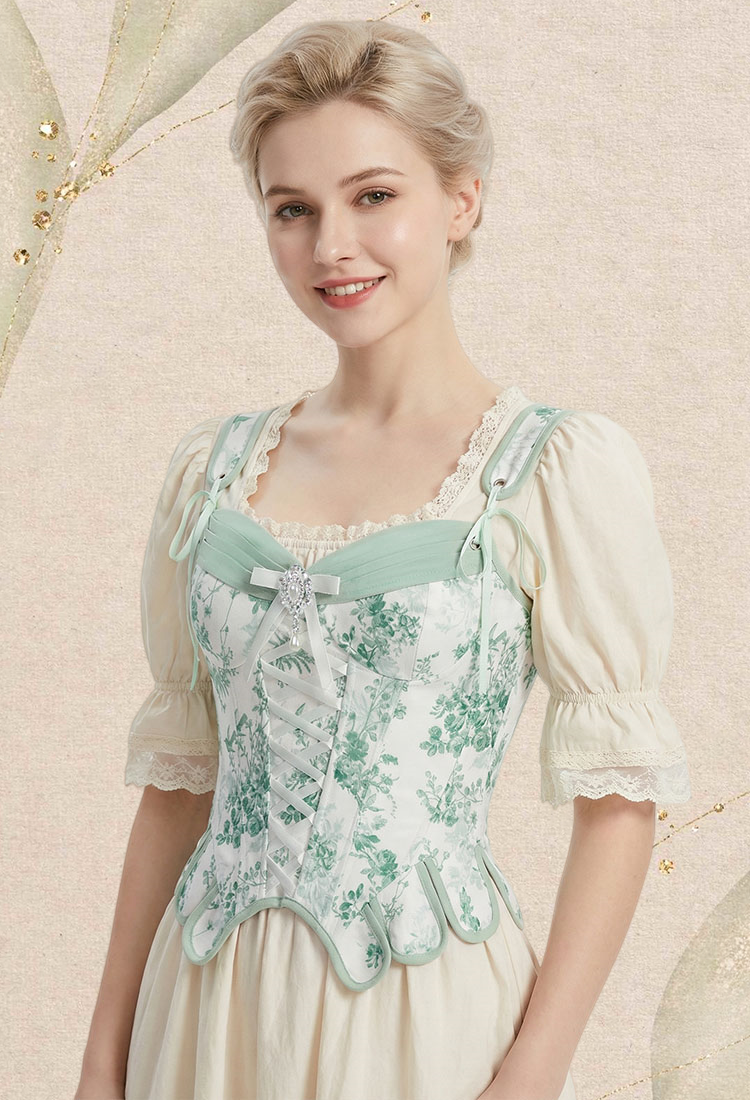 Medieval Retro Floral Pattern Bodice Renaissance Corset