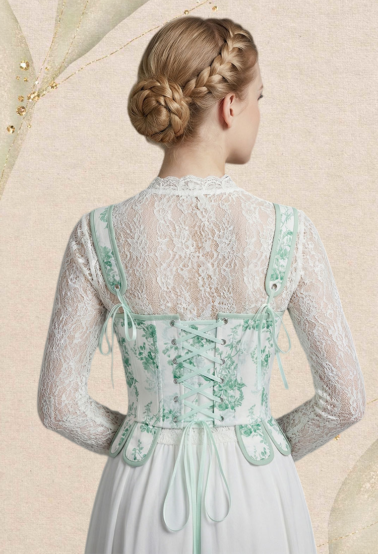 Medieval Retro Floral Pattern Bodice Renaissance Corset
