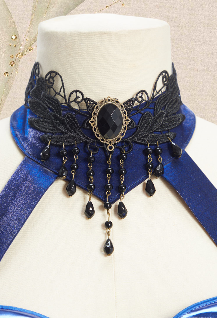 Medieval Fantasy Dragon Elf Dress Dark Gothic Halter Dress with Gloves and Train