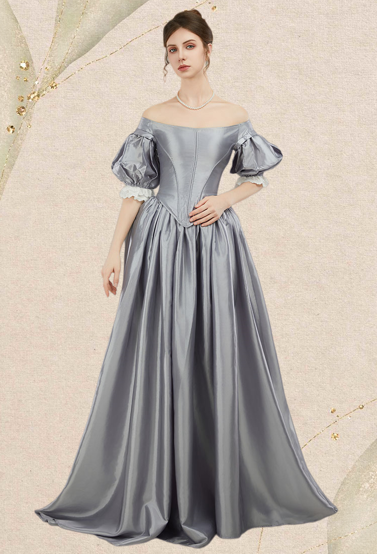 Renaissance Costume Victorian Edwardian Baroque Dress Set Puff Sleeve Corset and Long Skirt