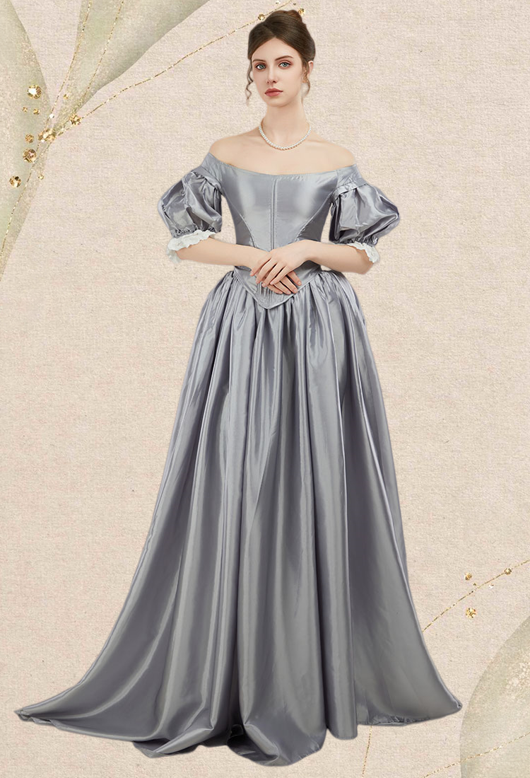 Renaissance Costume Victorian Edwardian Baroque Dress Set Puff Sleeve Corset and Long Skirt