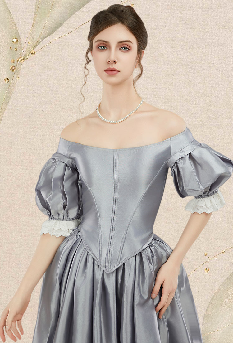 Renaissance Costume Victorian Edwardian Baroque Dress Set Puff Sleeve Corset and Long Skirt