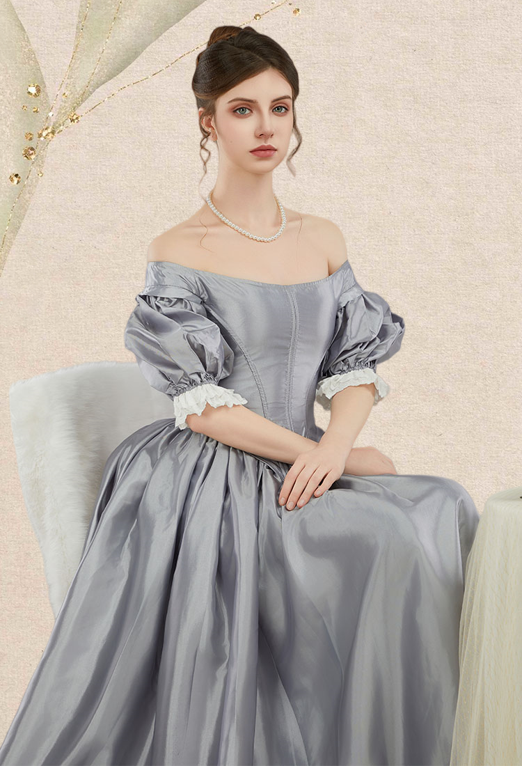 Renaissance Costume Victorian Edwardian Baroque Dress Set Puff Sleeve Corset and Long Skirt