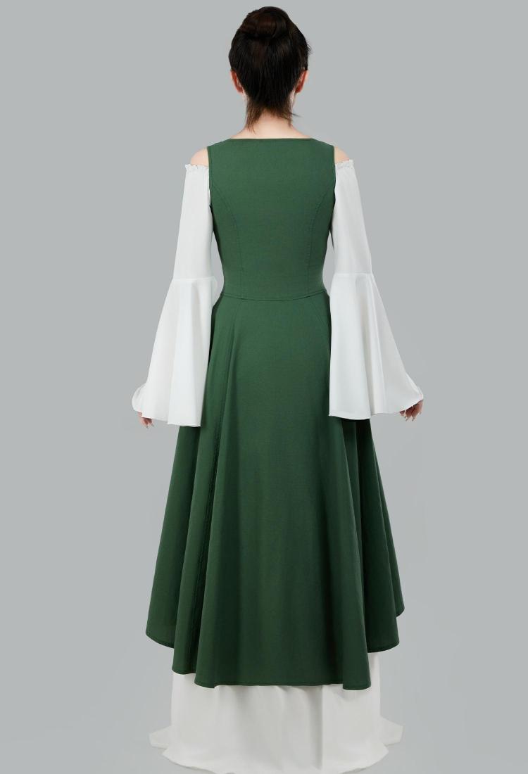 Medieval Vintage Lace-Up Jacket Renaissance Elf Cosplay Green Outer Garment