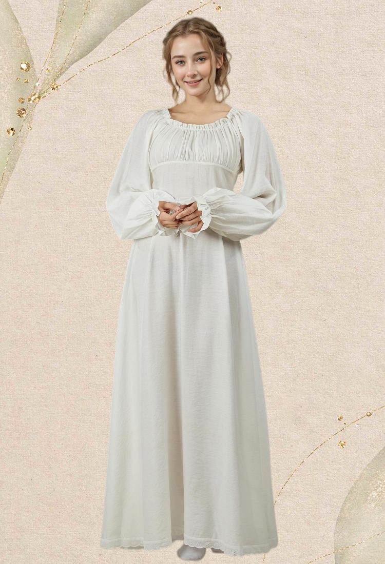 Medieval Vintage Inner Dress Renaissance Court Style White Bottom Dress