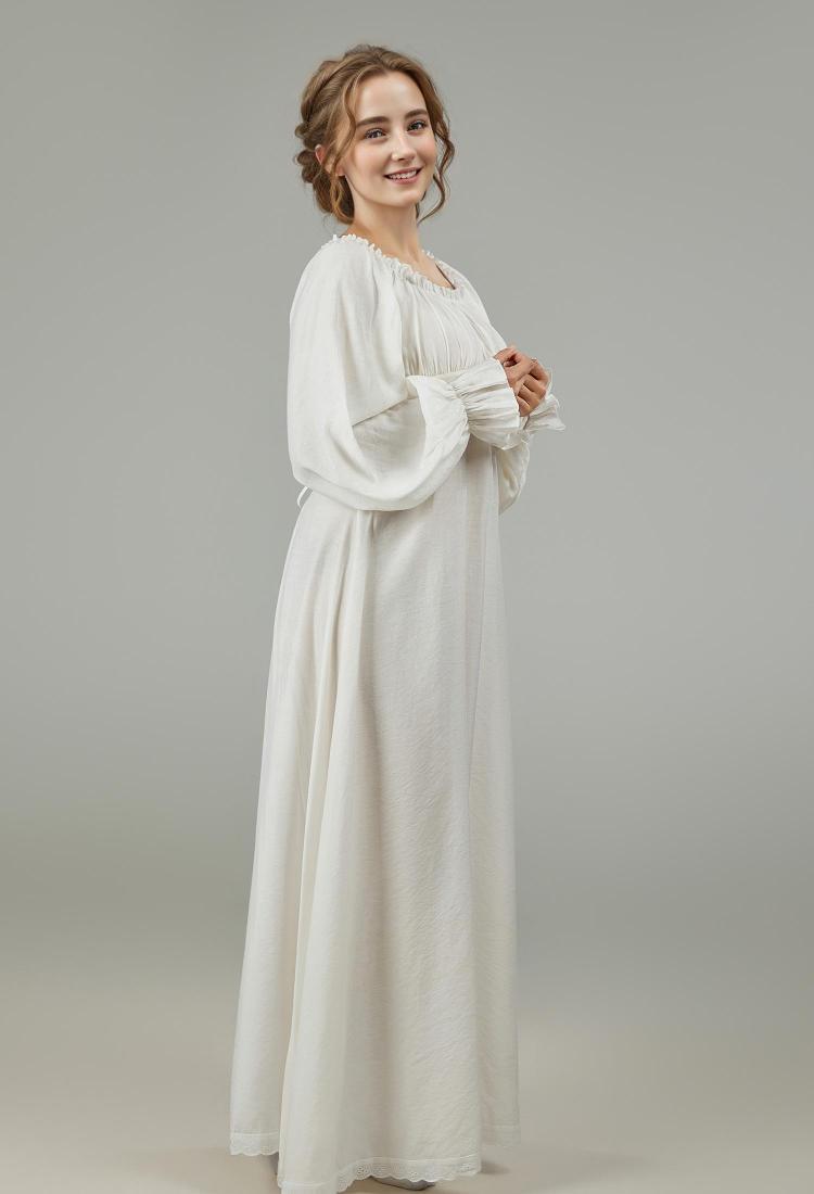 Medieval Vintage Inner Dress Renaissance Court Style White Bottom Dress