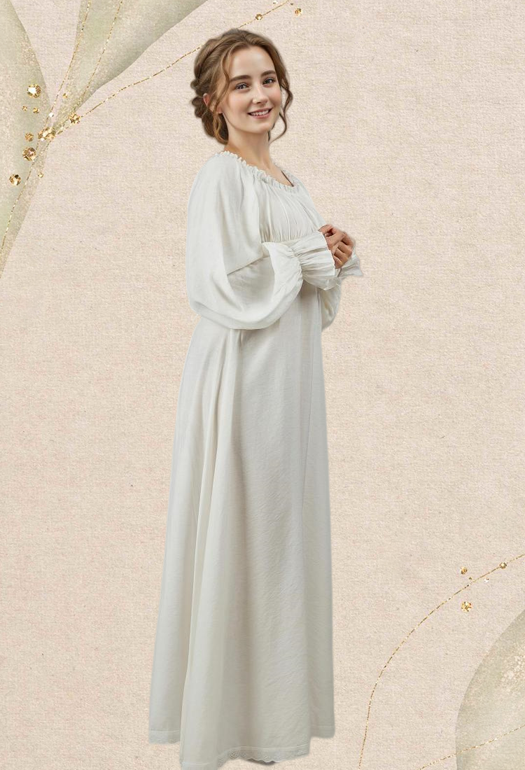 Medieval Vintage Inner Dress Renaissance Court Style White Bottom Dress