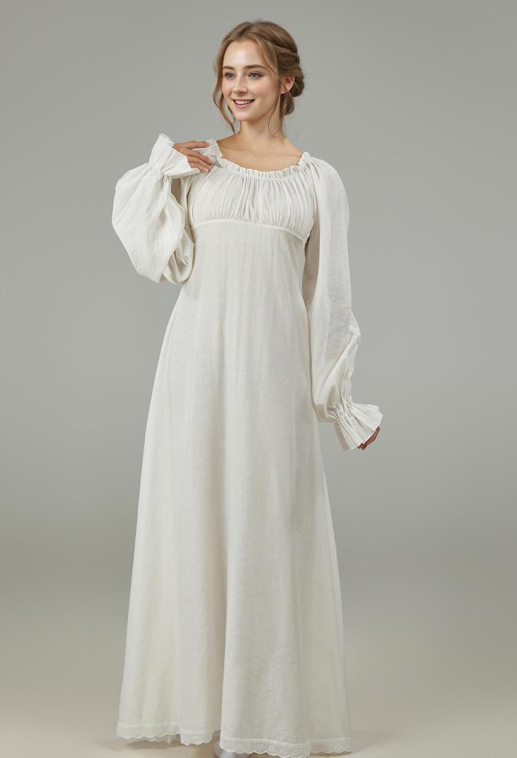 Medieval Vintage Inner Dress Renaissance Court Style White Bottom Dress