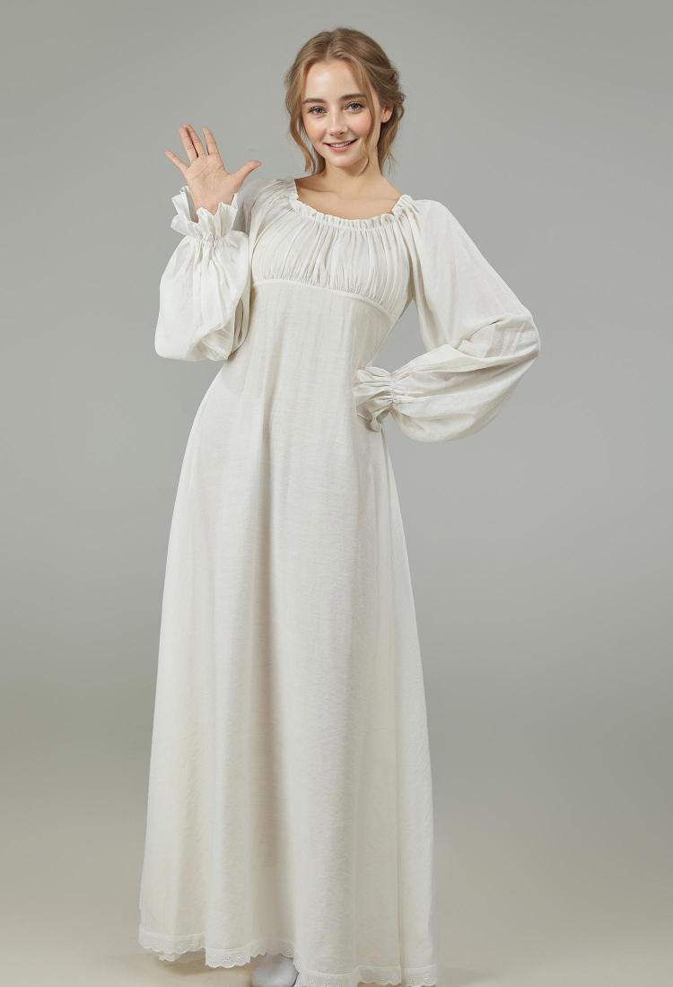 Medieval Vintage Inner Dress Renaissance Court Style White Bottom Dress