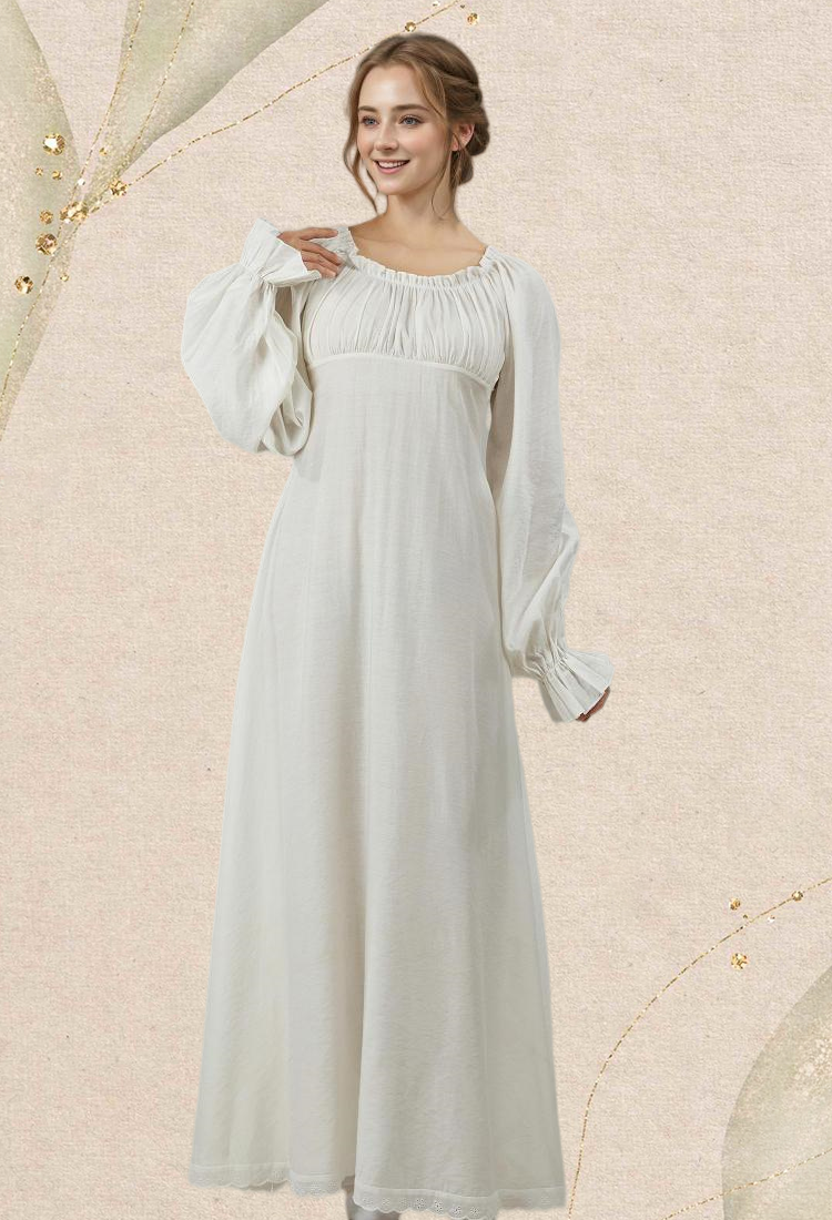 Medieval Vintage Inner Dress Renaissance Court Style White Bottom Dress