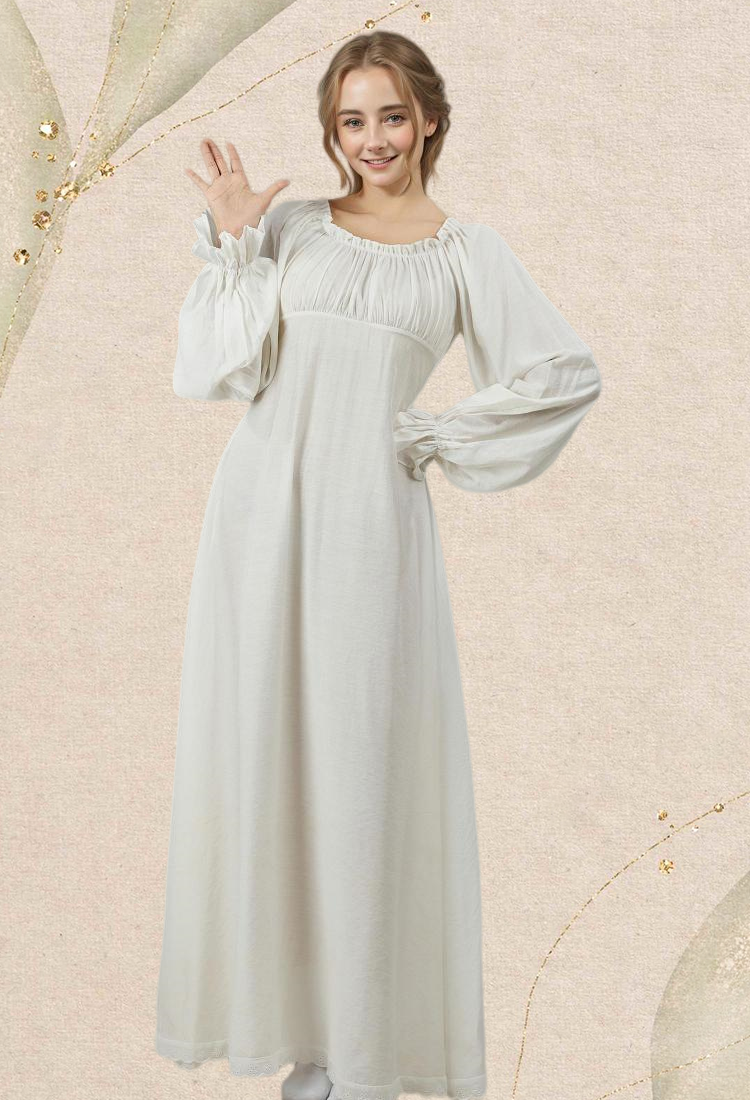 Medieval Vintage Inner Dress Renaissance Court Style White Bottom Dress