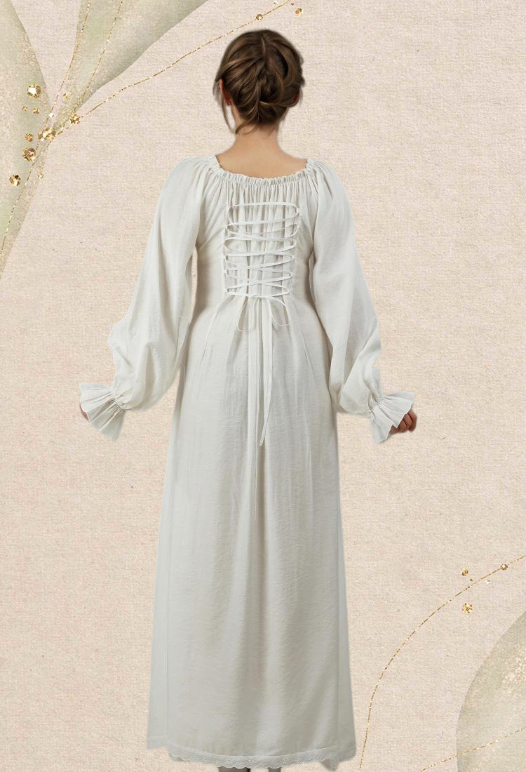 Medieval Vintage Inner Dress Renaissance Court Style White Bottom Dress