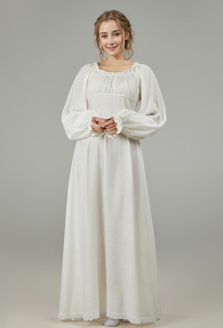 Medieval Vintage Inner Dress Renaissance Court Style White Bottom Dress