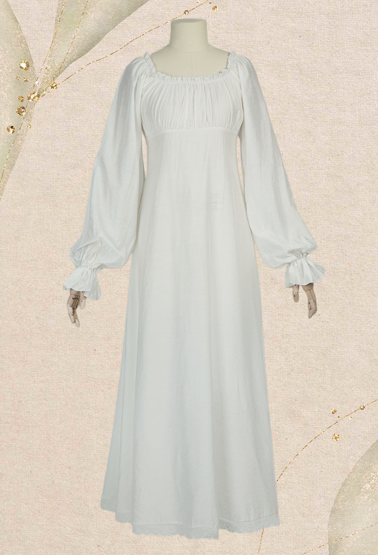 Medieval Vintage Inner Dress Renaissance Court Style White Bottom Dress