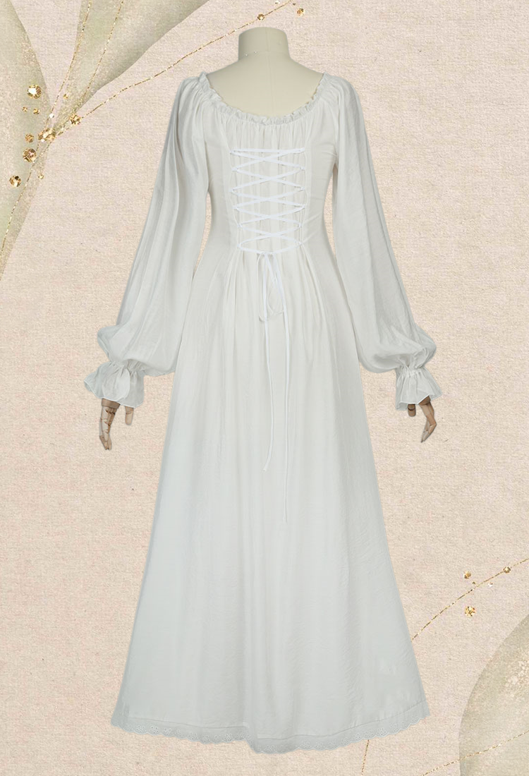 Medieval Vintage Inner Dress Renaissance Court Style White Bottom Dress