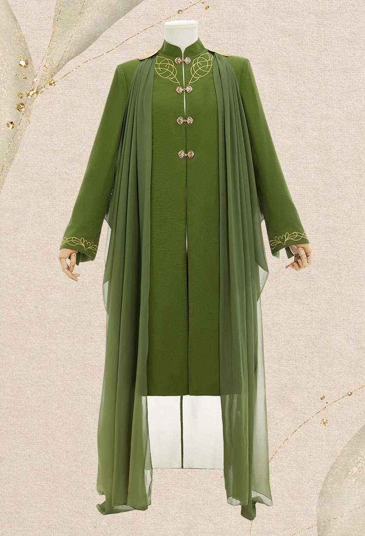 Medieval Renaissance Elf Knight Costume Vintage Embroidered Coat with Shawl