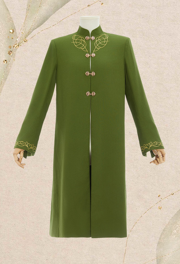 Medieval Renaissance Elf Knight Costume Vintage Embroidered Coat with Shawl